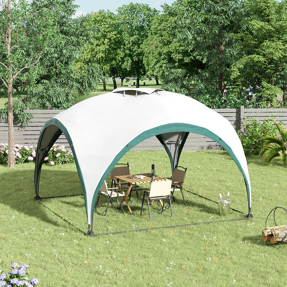 89x112 Inch Grey and Green Outdoor Canopy Gazebo Tent – Portable Polyester Pavilion